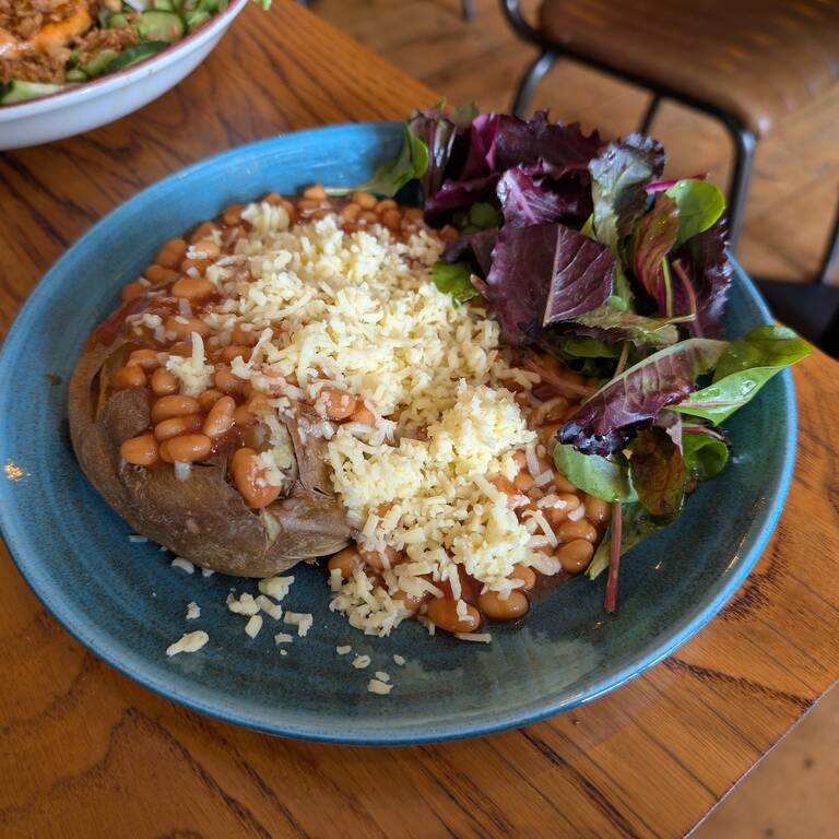 Jacket potato with beans and cheese
